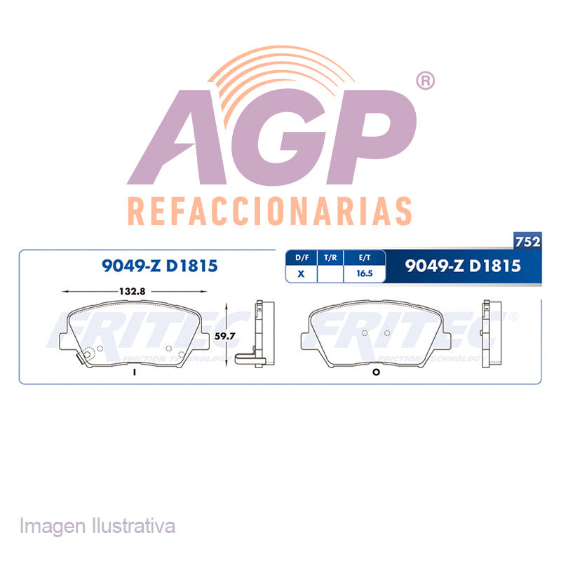 BALATA DISCO DELANTERA HYUNDAI FORTE 2015-2017 CRETA 2017 SANTA FE 2017 =D1815 ()