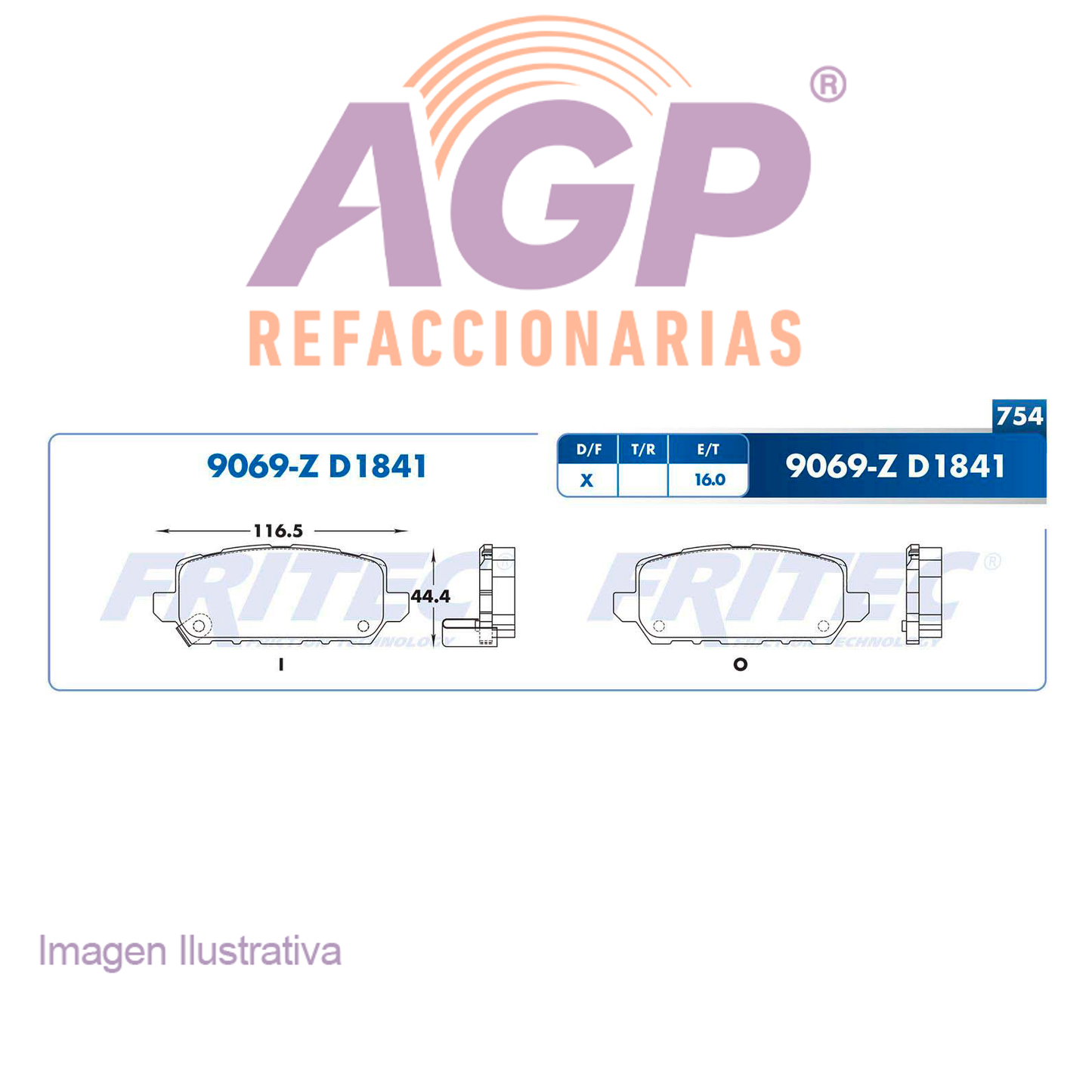 BALATA DISCO TRASERA HONDA TRUCK HR-V 2016 =D1841 ()