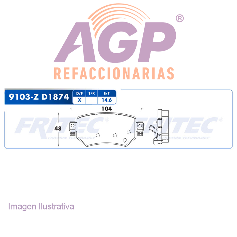 BALATA DISCO TRASERA MAZDA 6 4L 1.5 LTS 2016-2019 =D1874 ()