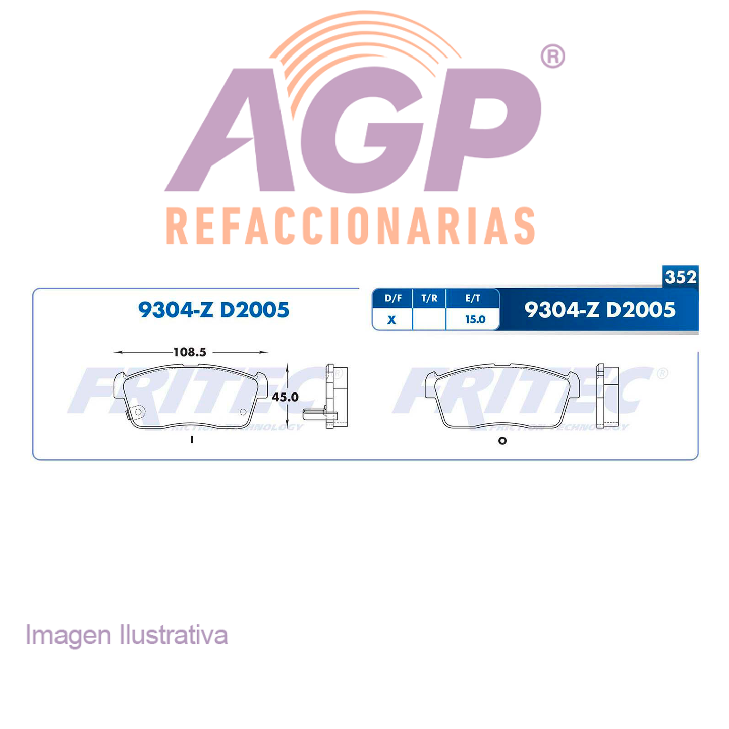 BALATA DELANTERA SUZUKI CARRY 1300 CC 2002-2004, SUZUKI IGNIS 2017-2019 (FRI-SPC9304Z)