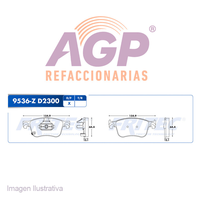 BALATA DISCO DELANTERA FORD TRUCK ESCAPE SE 4L 2.5 LTS 2022 BRONCO BASE 4L 2.3 LTS 2021-2023 FORD TRUCK MAVERICK LARIAT 4L 2.0 LTS 2022-2024 ()