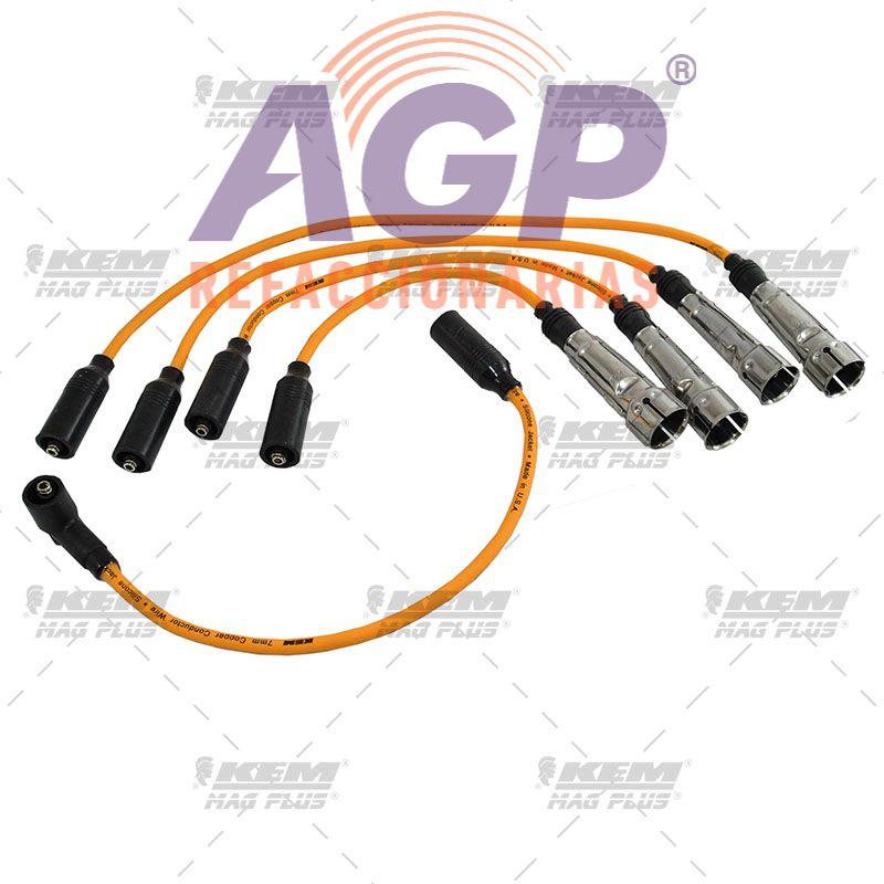 CABLES PARA BUJIAS MAG-PLUS VW 4 CIL. 1.8 LTS. COMBI ENCENDIDO ELECTRONICO 1990-1994.(DISEÑO ORIGINAL CON BRINCADOR)
