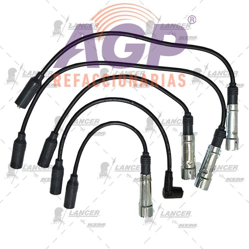 CABLES PARA BUJIAS VW 4 CIL. 1.8 LTS. COMBI ENCENDIDO ELECTRONICO 1990-1994.(DISEÑO ORIGINAL CON BRINCADOR)