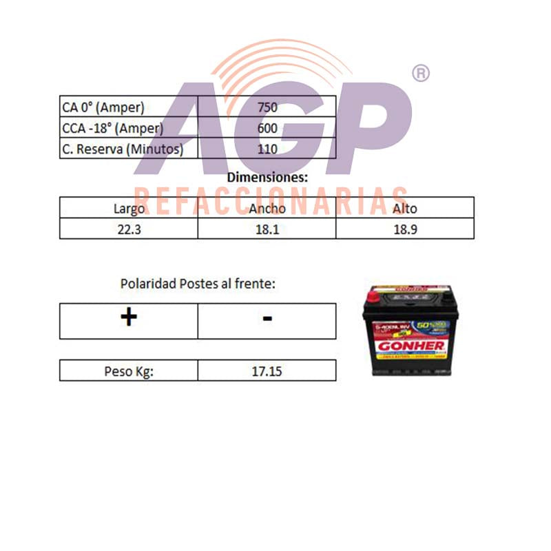 ACUMULADOR GONHER G-75