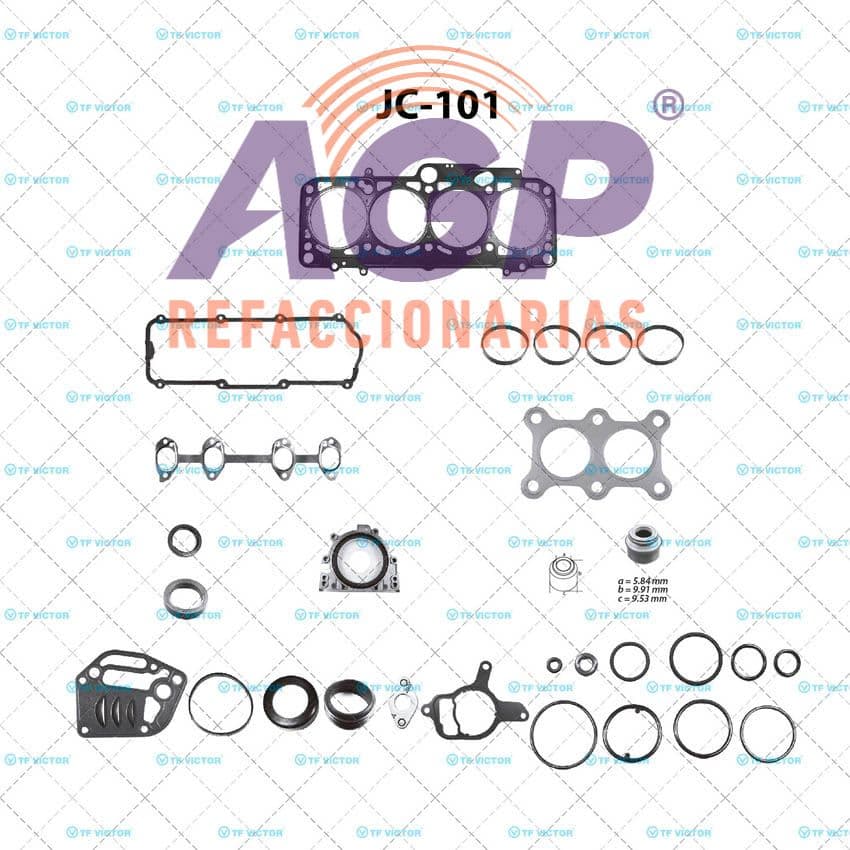 EMPAQUE JUEGO COMPLETO VW DERBY L4 1.6 8V 01-08 - SEAT IBIZA - CORDOBA L4 1.6 8V 01-05