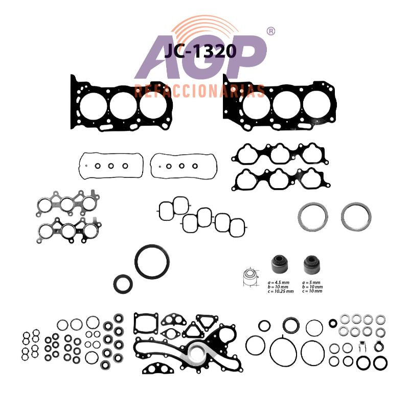 EMPAQUE JUEGO COMPLETO TOYOTA V6 3.5 1MZFE - 2GRFE 24V CAMRY 03-04 - SIENNA 98-00