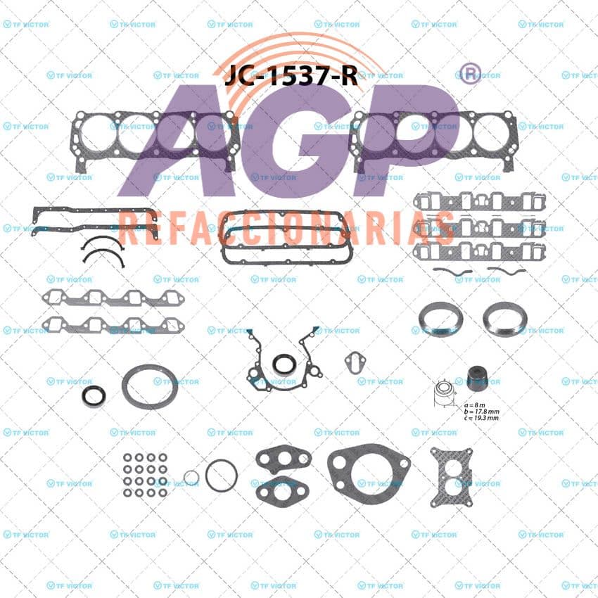 EMPAQUE JUEGO COMPLETO FORD V8 5.8 351W 335MEX 84-91 RETEN PICK-UP F250 F350 - GRAN MARQUIS - ECONOLINE E150 E250 - BRONCO - LTD
