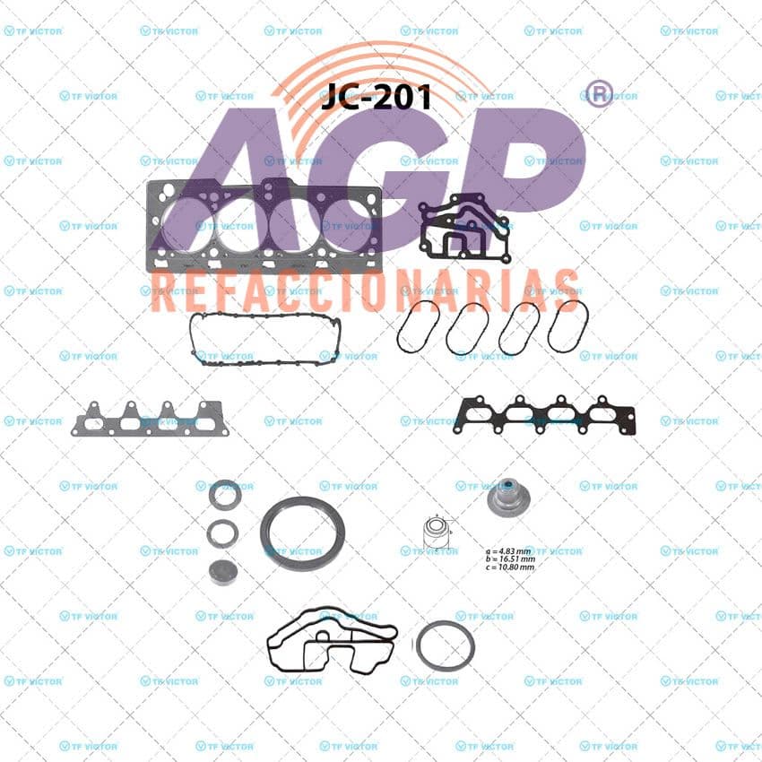 EMPAQUE JUEGO COMPLETO NISSAN L4 1.6 16V K4M PLATINA 02-10 - APRIO 07-11 - RENAULT CLIO 00-10