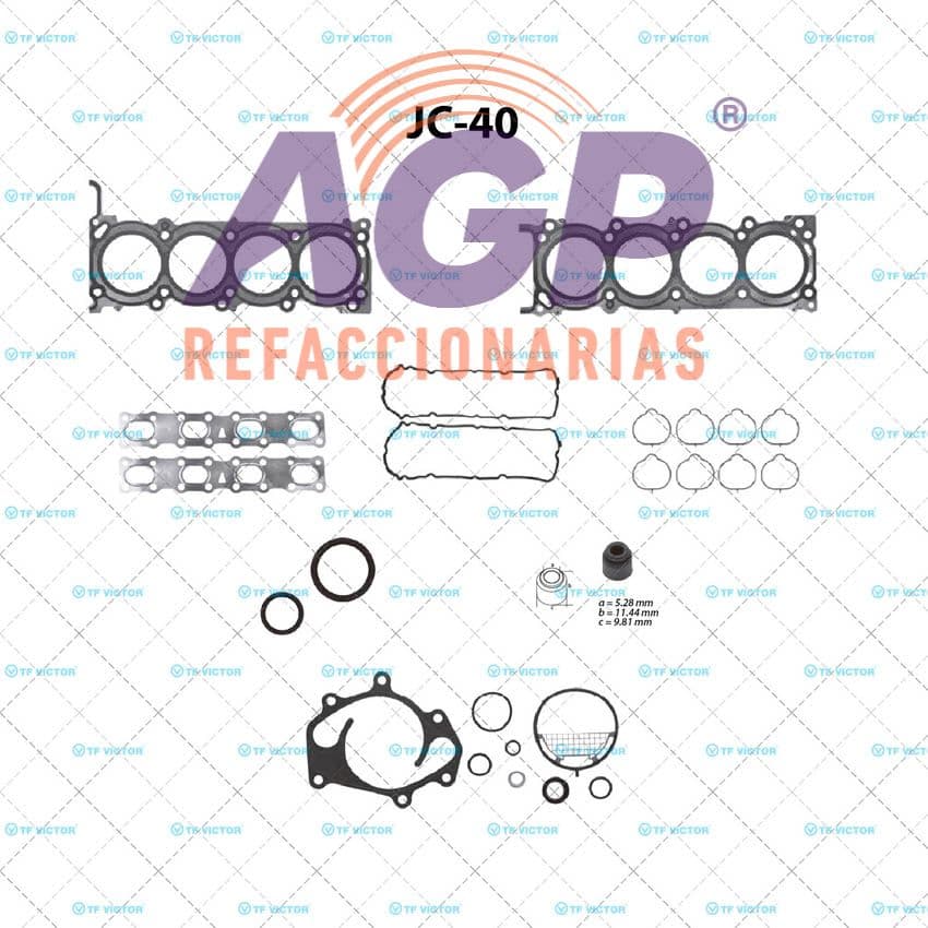 EMPAQUE JUEGO COMPLETO INFINITI QX56 V8 5.6 04-10 - NISSAN ARMADA V8 5.6 05-13 - NV2500 V8 5.6 12-13 - NV3500 V8 5.6 12-13 - PATHFINDER V8 5.6 08-12 - TITAN V8 5.6 04-13. DE 98MM DE DIAMETRO DE CILIN