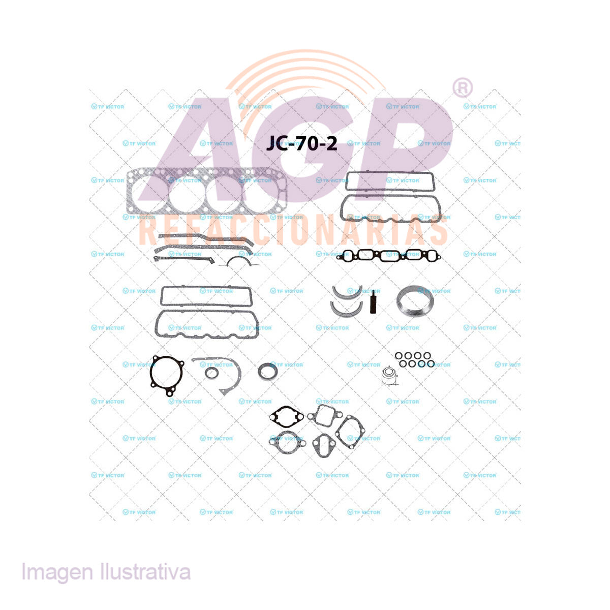 EMPAQUE JUEGO COMPLETO OPEL RECORD 2500 L4 153 69-72 2DA. SERIE