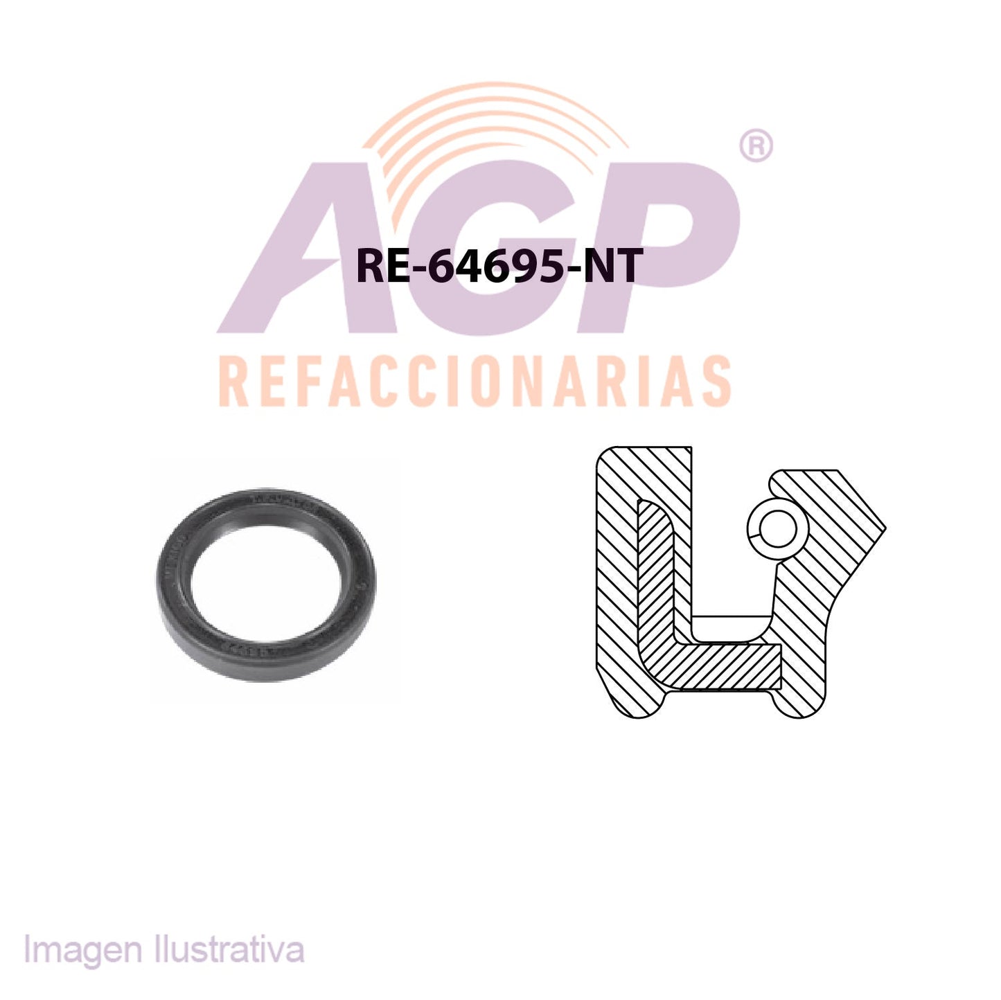 RETEN CIGUEÑAL RENAULT R8, R10, R12 STAFFETE 1300 TAPA DE DISTRIBUCIÓN (TFV-RE64695NT) - REFACCIONARIAS AGP