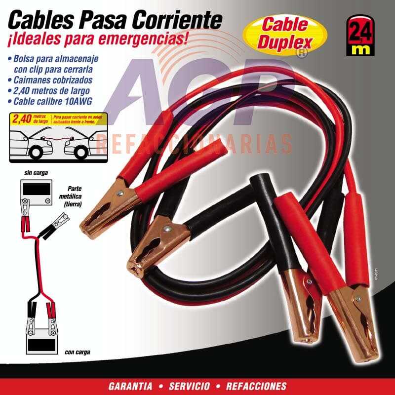 CABLES PASA CORRIENTE, 2.4 MTS, 180 AMP, CALIBRE 10, T (MIK-C-240-10T)