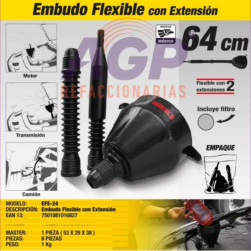 EMBUDO PLASTICO FLEXIBLE CON EXTENSION - REFACCIONARIAS AGP