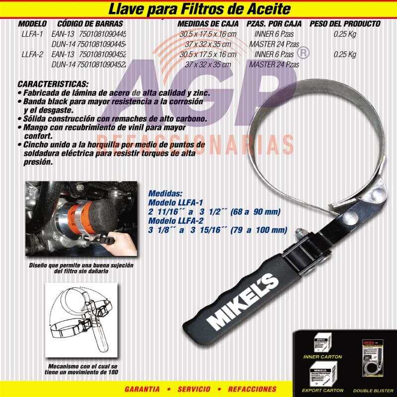 LLAVE PARA FILTRO ACEITE 3 1/8 - 3 15/16