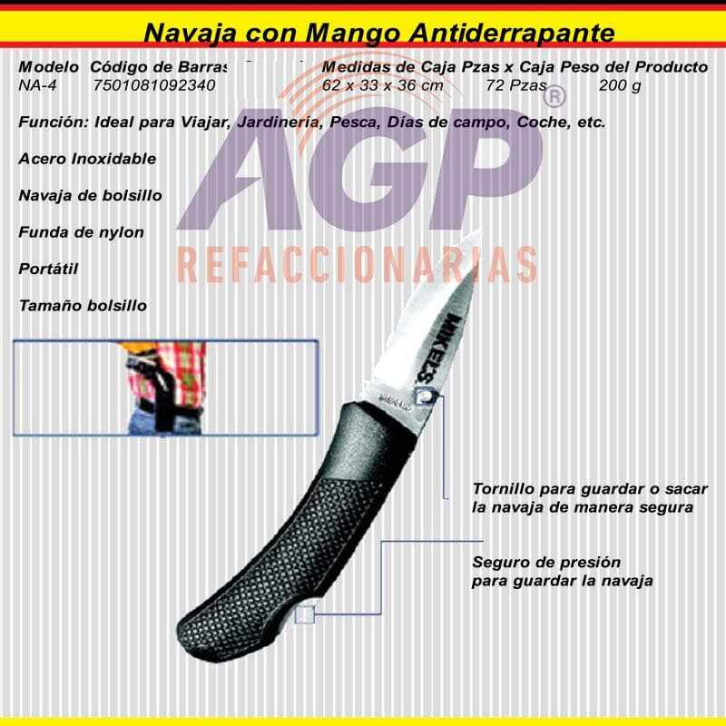 NAVAJA CON MANGO ANTIDERRAPANTE,M (MIK-NA-4)