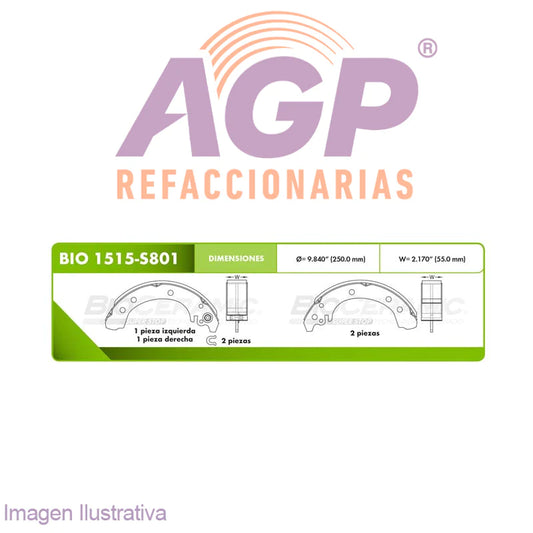 BALATA DE FRENO DE TAMBOR TOYOTA COROLLA 03-08  , STD