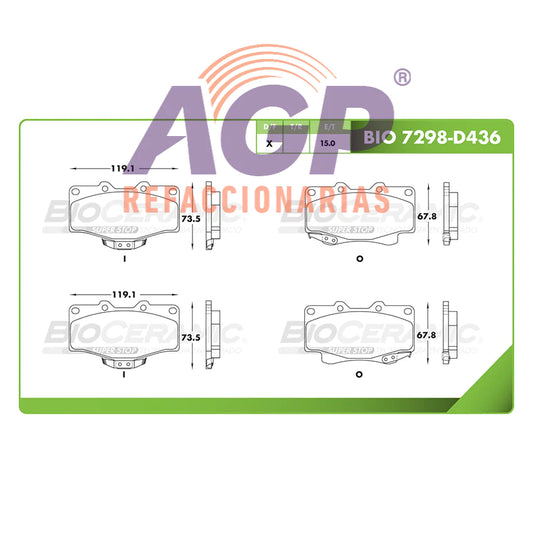 BALATA DE FRENO DELANTERA TOYOTA 4RUNNER 1990-1991