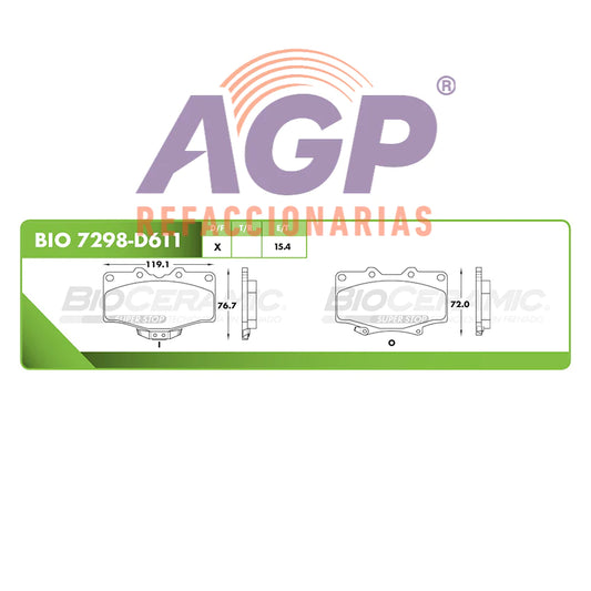 BALATA DE FRENO DELANTERA TOYOTA 4RUNNER 1992-2000