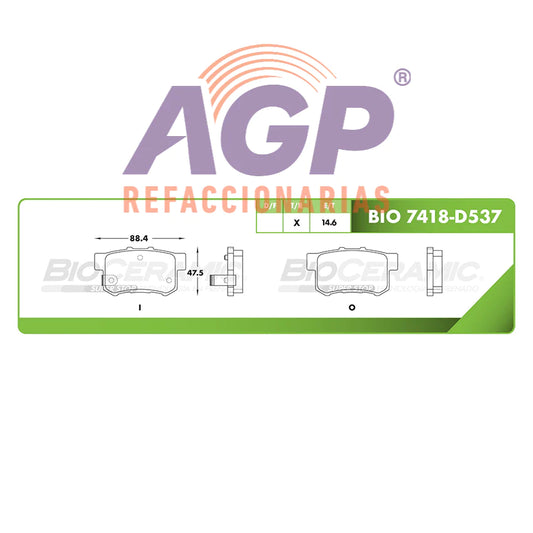 BALATA DE FRENO TRASERA ACURA ILX 2013-2014