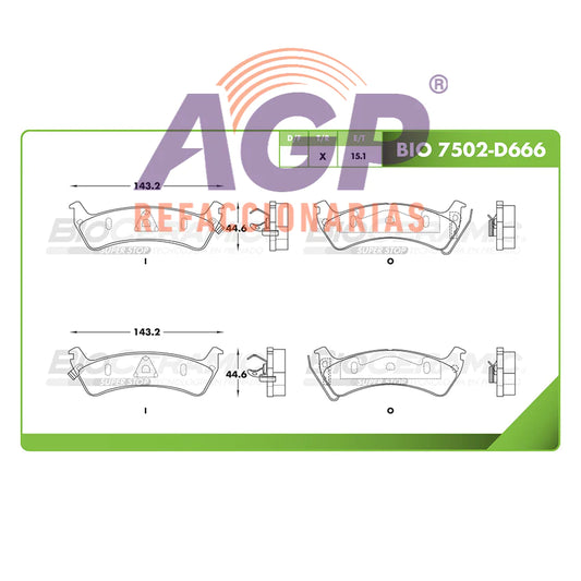 BALATA DE FRENO TRASERA JEEP GRAND CHEROKEE 1995-1999