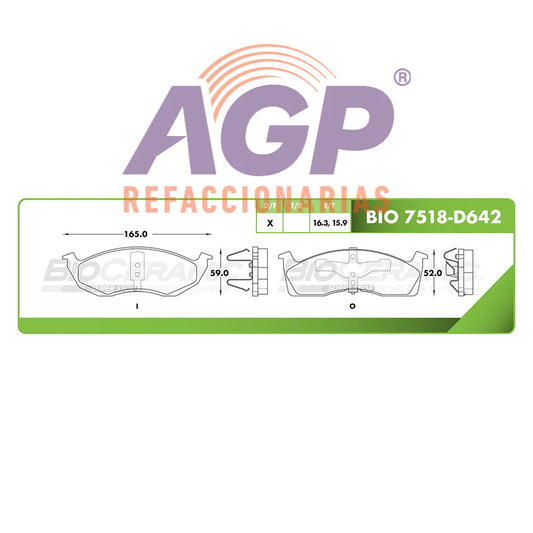 BALATA DE FRENO DELANTERA DODGE NEON RT 1995-1999