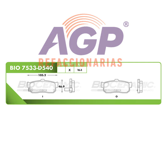 BALATA DE FRENO TRASERA INFINITI G20 1991-1994