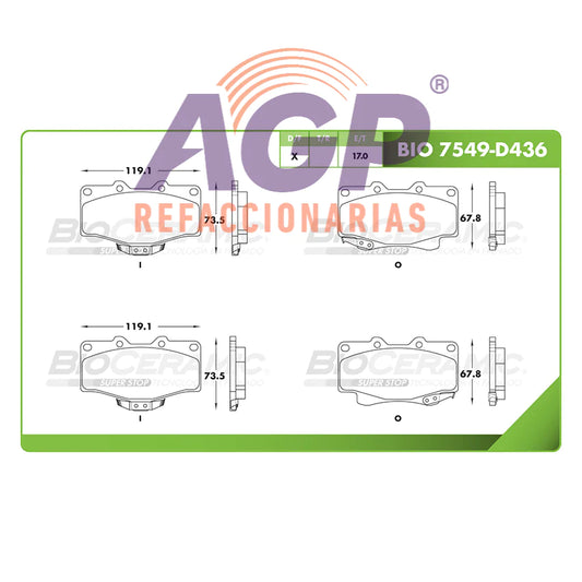 BALATA DE FRENO DELANTERA TOYOTA 4RUNNER 2001-2002
