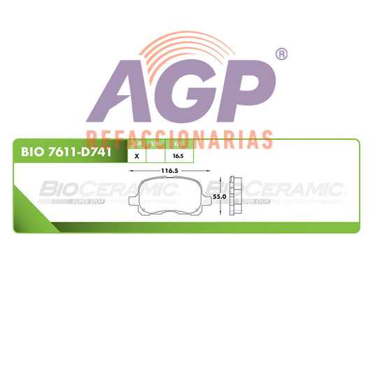 BALATA DE FRENO DELANTERA CHEVROLET PRIZM 1998-2002