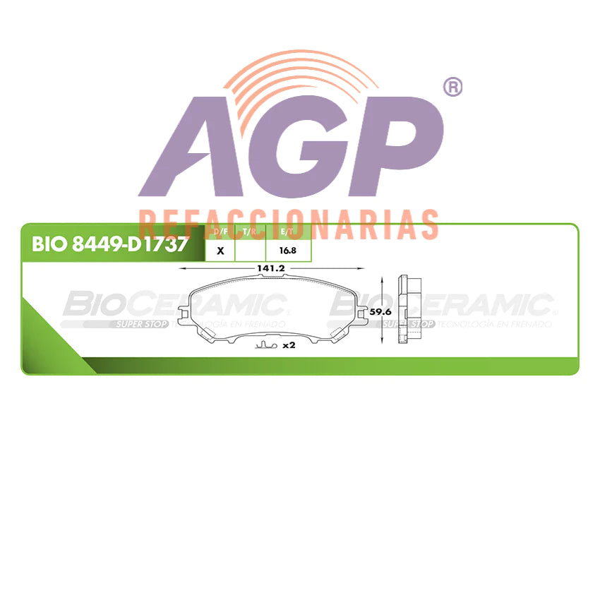 BALATA DE FRENO DELANTERA NISSAN TRUCK XTRAIL 2014-2017 2 FILAS