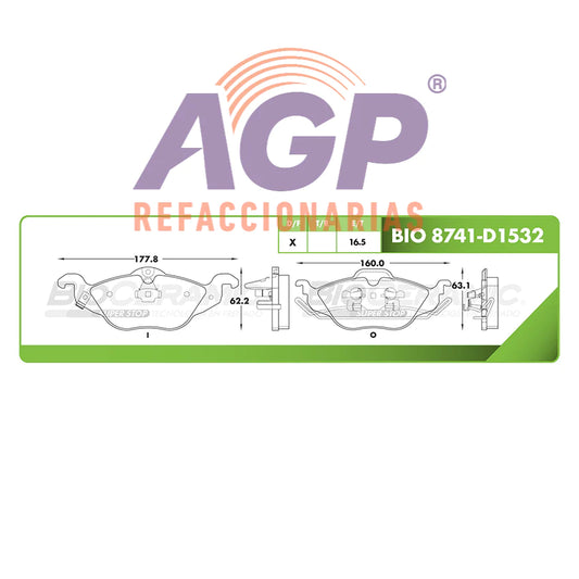 BALATA DE FRENO DELANTERA CHEVROLET ASTRA 2000-2008.
