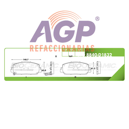BALATA DE FRENO DELANTERA HONDA ACCORD SPORT 2016-2017