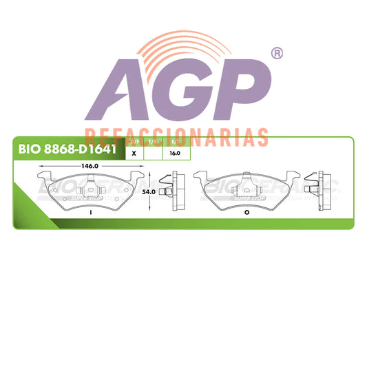 BALATA DE FRENO DELANTERA VOLKSWAGEN GOL 2012-2018