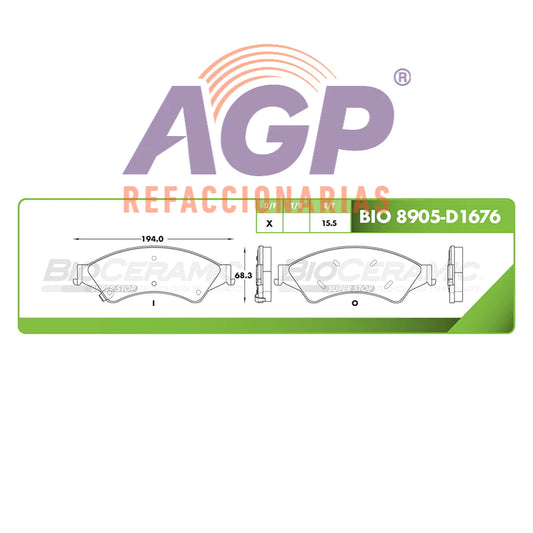 BALATA DE FRENO DELANTERA FORD RANGER 2013-2019