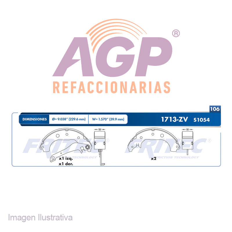 BALATA FRENO TAMBOR FRITEC TRASERA FORD ECOSPORT 2013-2016