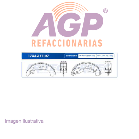 BALATA DE TAMBOR 17X3-FT127 TRAS VW VIRTUS 2020