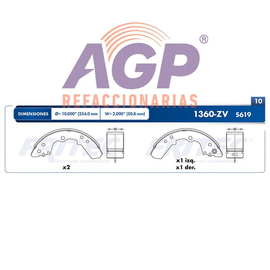 BALATA TAMBOR TRASERA CHEVROLET TRUCK LUV 1997-2006 HONDA TRUCK PASSPORT 1994-1996 ISUZU TRUCK AMIGO 1990-1994 =S619 ()
