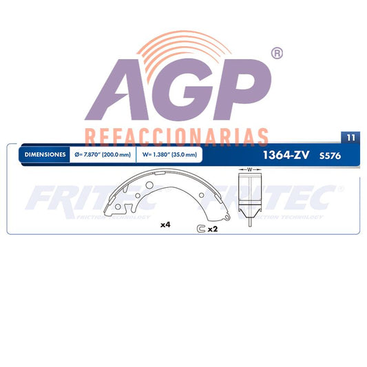 BALATA TAMBOR TRASERA HONDA CIVIC 1992-2011 FIT 2007-2008 FIT EX 2010-2011 FIT LX 2010-2011 ACURA EL 1997-1999 =S576 ()