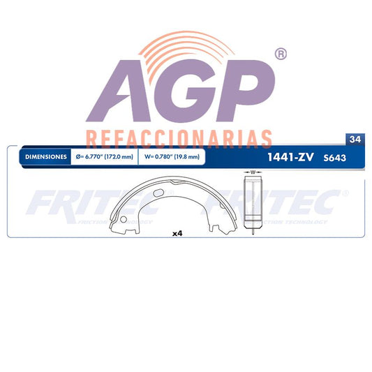 BALATA TAMBOR ESTACIONAMIENTO TRASERA DODGE STRATUS 1995-2006 CHRYSLER 300M 1999-2004 CIRRUS 1995-2000 CONCORDE 1995-1997 =S643 ()