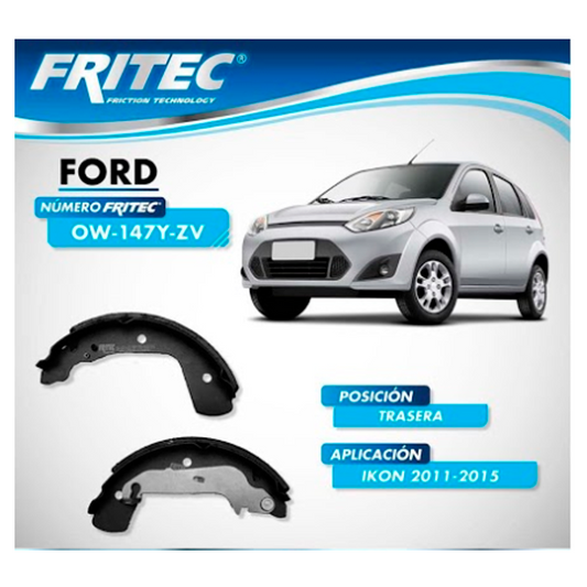 BALATA TAMBOR TRASERA FORD FIESTA IKON 4L 1.6 LTS 2011-2012 ()