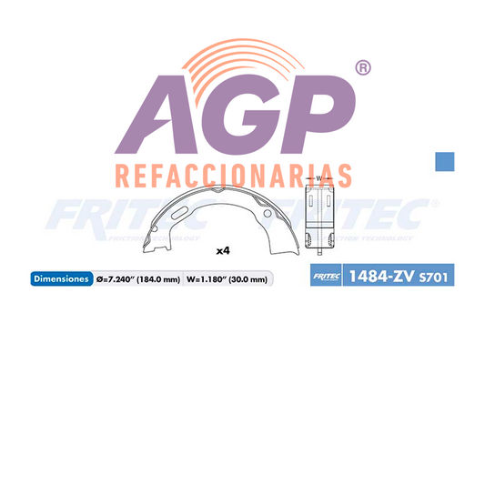 BALATA TAMBOR ESTACIONAMIENTO TRASERA FORD TRUCK RANGER 1998-2002 FORD CROWN VICTORIA 1996-2002 GRAND MARQUIS  1996-2002 JEEP TJ 2000-2006 =S745 ()