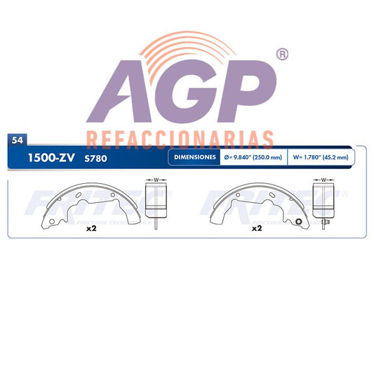 BALATA TAMBOR TRASERA PONTIAC TRUCK AZTEK 2001-2005 TORRENT 2005-2006 =S780 ()