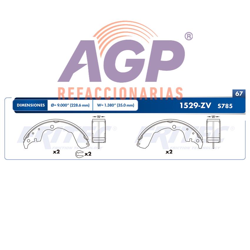 BALATA TAMBOR TRASERA TOYOTA COROLLA 2007 MATRIX 2004-2008 =S785 ()