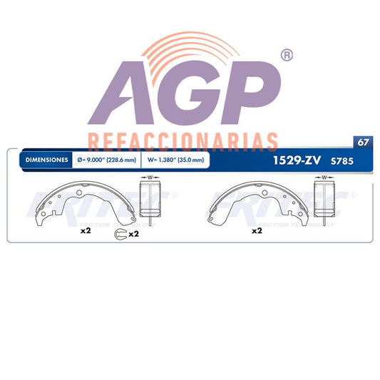 BALATA TAMBOR TRASERA TOYOTA COROLLA 2007 MATRIX 2004-2008 =S785 ()