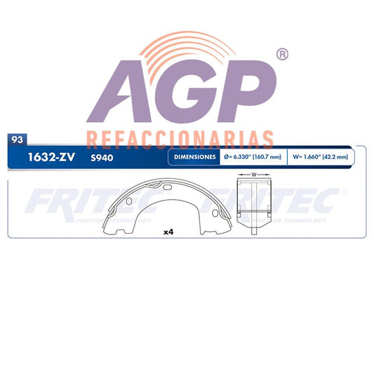 BALATA TAMBOR ESTACIONAMIENTO TRASERA MERCEDES BENZ TRUCK SPRINTER 3500 2007-2009 =S940 ()