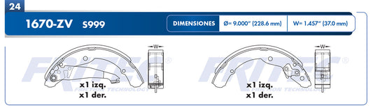 BALATA TAMBOR TRASERA VOLKSWAGEN JETTA CLASICO 2011-2015 VOLKSWAGEN TRUCK SAVEIRO 2010-2011 2WD =S999