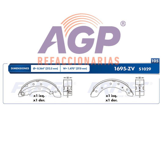 BALATA TAMBOR TRASERA NISSAN PLATINA 2002-2011 RENAULT CLIO 2001-2010 RENAULT TRUCK SANDERO VISION 2002-2016 =S1029 ()