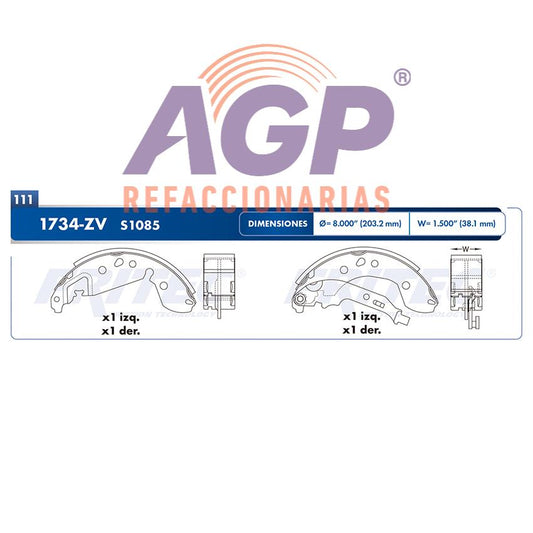 BALATA TAMBOR TRASERA RENAULT LOGAN 2015-2016 =S1085 ()