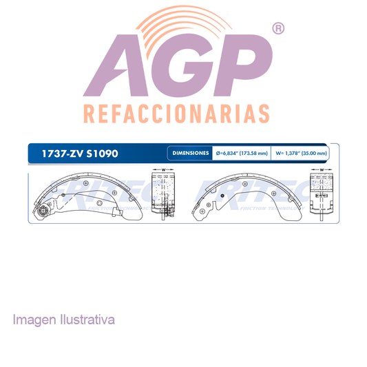 BALATA TAMBOR TRASERA CHEVROLET AVEO 2018-2019 =S1090 ()