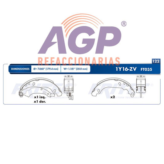 BALATA TAMBOR TRASERA PEUGEOT 206 2003-2008 PEUGEOT 207 2009-2011 PEUGEOT 207 CC 2010-2011 PEUGEOT 207 COMPACT 2010-2011 =S942