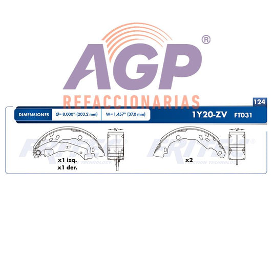 BALATA TAMBOR TRASERA NISSAN PLATINA 2002-2010 RENAULT TRUCK SANDERO AUTHENTIQUE 2008-2011 SANDERO DYNAMIQUE 2010-2016 =S1072
